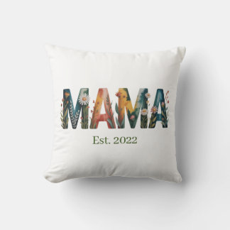 Personalized Mama Est Year Floral Mother Gift Kussen