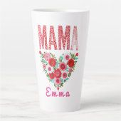 Personalized Mama Heart Floral Custom Gift Latte Mok (Voorkant)