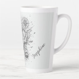 Personalized Map Compass Woman Art Vintage Chic Latte Mok