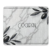 Personalized Marble and Olive Glass Cutting Board Snijplank (Voorkant)