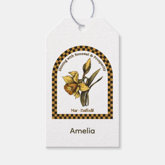 Personalized March Birth Month Flower Cadeaulabel (Voorkant)