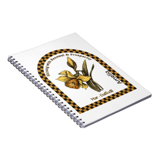Personalized March Birth Month Flower Notebook Notitieboek (Rechterzijde)