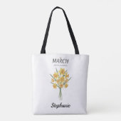Personalized March Birthday Daffodil Botanical Draagtas (Achterkant)