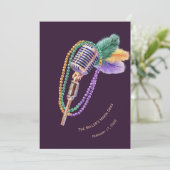 Personalized Mardi Gras Jazz Party Invitation (Debout devant)