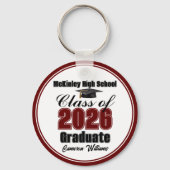 Personalized Maroon Class of 2026 Graduation Party Sleutelhanger (Achterkant)
