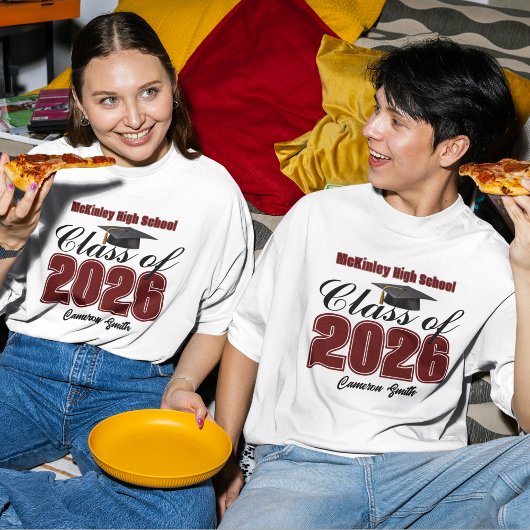 Personalized Maroon Class of 2026 Graduation T-shirt