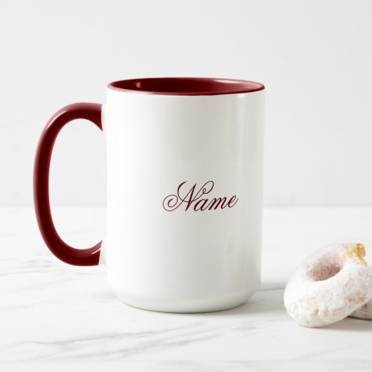 Personalized Maroon Combo Mug With Custom Name (Avec donut)