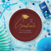 Personalized Maroon Grad Plates – Party Ready Papieren Bordje (Feest)