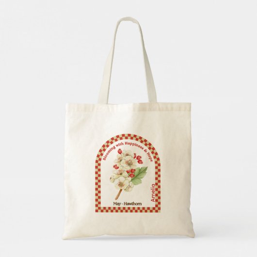 Personalized May Birth Month Flower Tote Bag (Achterkant)