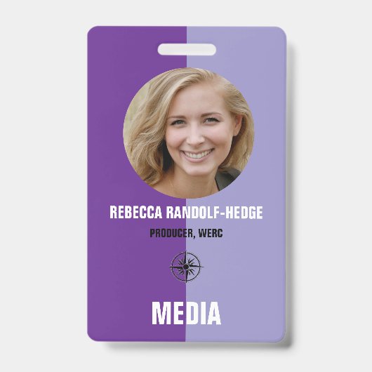 Personalized Media ID Badge / Photo, Name & Title (Voorzijde)