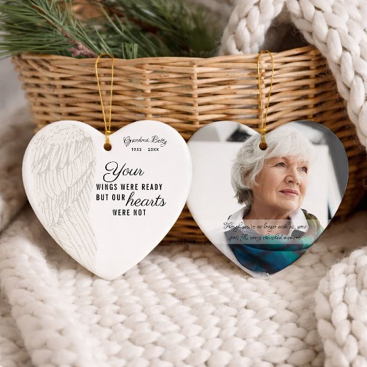 Personalized Memorial Photo Heart Keramisch Ornament