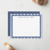 Personalized Men’s Blue Custom Stationery Notitiekaartje (Voorkant / Achterkant in situ)