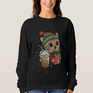 Personalized Meowy Christmas Cat Iced Coffee Sweat Trui