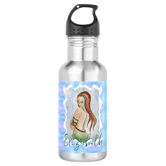 Personalized Mermaid Boho Ocean Fantasy Waterfles (Voorkant)