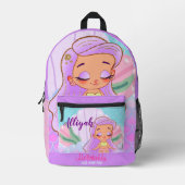 Personalized Mermaid Lavender Print Cut Sew Bag Bedrukte Rugzak (Voorkant)
