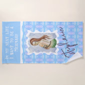 Personalized Mermaid Watercolor Boho  Strandlaken (Voorkant)