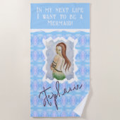 Personalized Mermaid Watercolor Boho  Strandlaken (Voorkant)