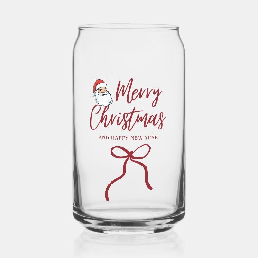 Personalized Merry Christmas Can Glass - Holiday D (Recto)