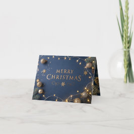 Personalized Merry Christmas Card in Elegant Gold  Bedankkaart