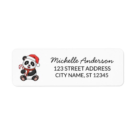 Personalized Merry Christmas Cute Panda Bear Etiket (Voorkant)