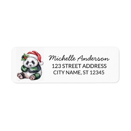 Personalized Merry Christmas Cute Panda Bear Etiket (Voorkant)