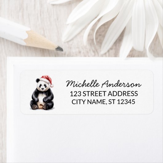 Personalized Merry Christmas Cute Panda Bear Etiket (Insitu)