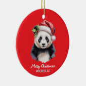 Personalized Merry Christmas Cute Panda Bear Keramisch Ornament (Rechts)