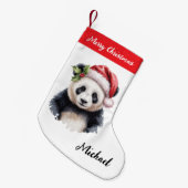 Personalized Merry Christmas Cute Panda Bear Kleine Kerstsok (Voorkant (Hangend))