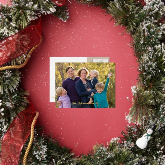 Personalized Merry Christmas Family Photo Holiday Folie Uitnodiging Briefkaart (Insitu)