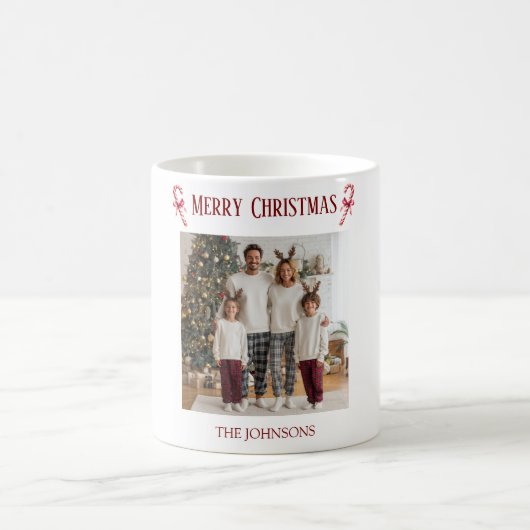 Personalized Merry Christmas Family Photo Mug  Koffiemok (Center)