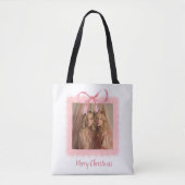 Personalized Merry Christmas Family Photo Tote Bag (Devant)