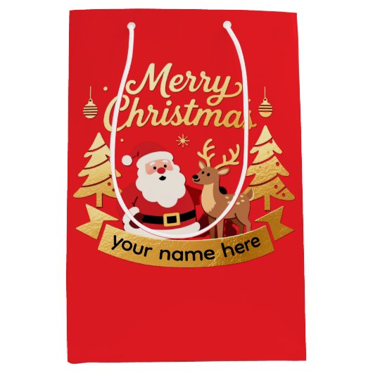 Personalized Merry Christmas Gift Bag  Medium Cadeauzakje (Voorkant)