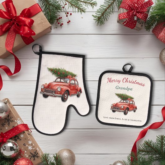 Personalized Merry Christmas Grandpa Kitchen Set