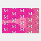 Personalized Merry Christmas Pink Paint Monogram Inpakpapier Vel (Voorkant 2)