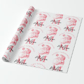 Personalized Merry Christmas Pink Santa Monogram Cadeaupapier (Uitgerold)