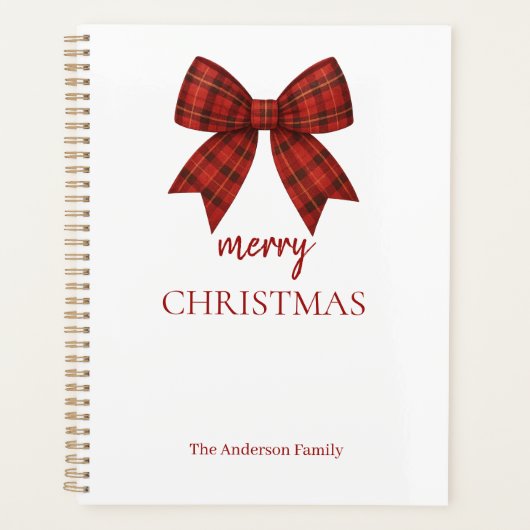 Personalized Merry Christmas | Red Plaid Bow (Devant)