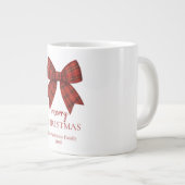 Personalized Merry Christmas | Red Plaid Bow Extra Grote Beker (Voorkant rechts)