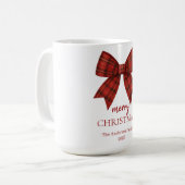 Personalized Merry Christmas | Red Plaid Bow Koffiemok (Voorkant links)