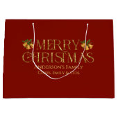 Personalized Merry Christmas Retro Gold Typography Groot Cadeauzakje (Voorkant)