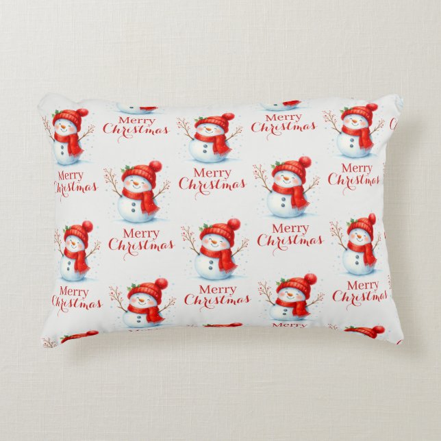Personalized Merry Christmas Snowman Custom Year  Accent Kussen (Voorkant)