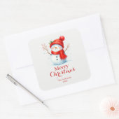 Personalized Merry Christmas Snowman Custom Year  Vierkante Sticker (Envelop)