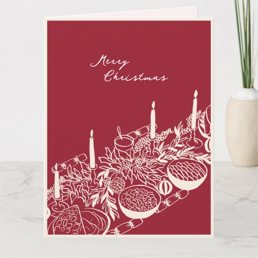 Personalized Merry Christmas Table Minimal Design  Kaart (Voorkant)