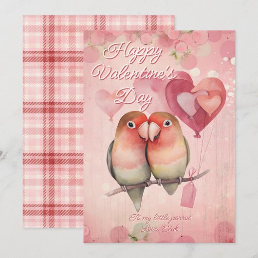 Personalized Message Parrot Animal Valentines Day Feestdagenkaart (Voorkant / Achterkant)