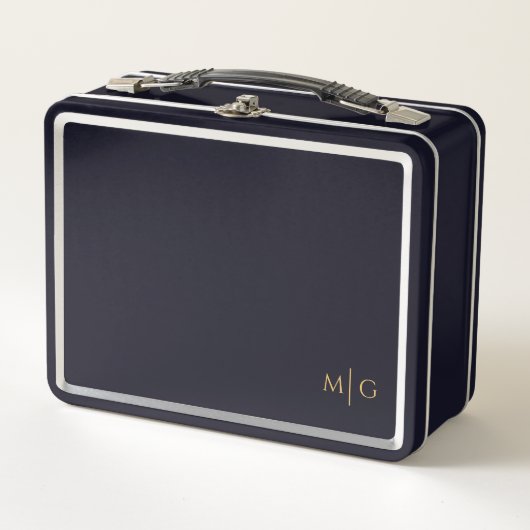 Personalized Metal Lunch Box with Simple Monogram (Devant)