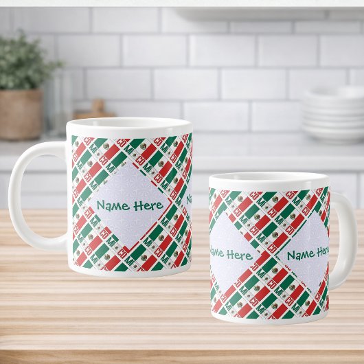 Personalized Mexico Flag Tiled Extra Grote Beker