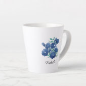 Personalized Midnight Bloom Blue Floral Latte Mug (Angle droit)
