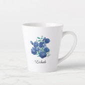 Personalized Midnight Bloom Blue Floral Latte Mug (Droite)