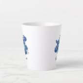 Personalized Midnight Bloom Blue Floral Latte Mug (Devant)
