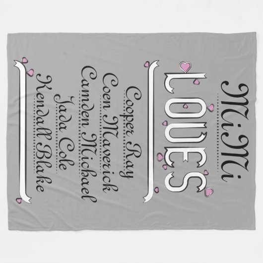 PERSONALIZED MiMi houdt van haar kleinkinderen Fleece Deken (Voorkant (Horizontaal))