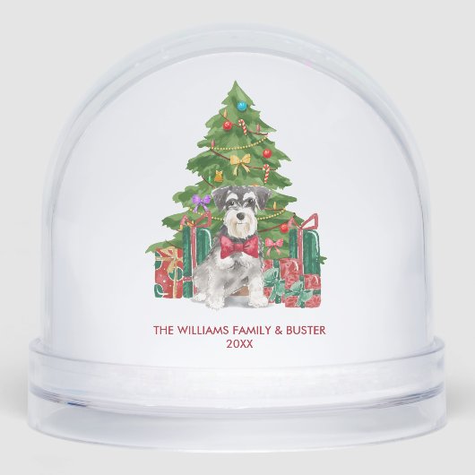 Personalized Miniature Schnauzer Dog Christmas Sneeuwbol (Voorkant)